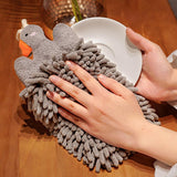 Maxbell Chenille Soft Hanging Hand Towels Cute Opp Texture Package for Home Kitchen Grey