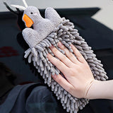 Maxbell Chenille Soft Hanging Hand Towels Cute Opp Texture Package for Home Kitchen Grey