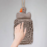 Maxbell Chenille Soft Hanging Hand Towels Cute Opp Texture Package for Home Kitchen Grey