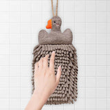 Maxbell Chenille Soft Hanging Hand Towels Cute Opp Texture Package for Home Kitchen Grey