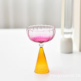 Maxbell Romantic Drinking Glasses Colorful Wine Glass for Pudding Iced Tea Orange