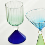 Maxbell Romantic Drinking Glasses Colorful Wine Glass for Pudding Iced Tea Blue