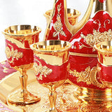Maxbell Elegant Retro Wine Drinkware Utensil Set with Storage Tray for Holiday Party Style B