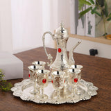 Maxbell 6 Pieces Metal Wine Glass Jug Set with Tray for Holiday Party Ornament