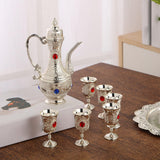 Maxbell 6 Pieces Metal Wine Glass Jug Set with Tray for Holiday Party Ornament
