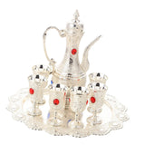 Maxbell 6 Pieces Metal Wine Glass Jug Set with Tray for Holiday Party Ornament