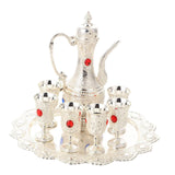 Maxbell 6 Pieces Metal Wine Glass Jug Set with Tray for Holiday Party Ornament