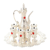 Maxbell 6 Pieces Metal Wine Glass Jug Set with Tray for Holiday Party Ornament