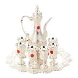 Maxbell 6 Pieces Metal Wine Glass Jug Set with Tray for Holiday Party Ornament