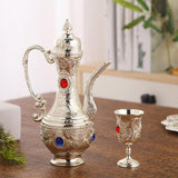 Maxbell 6 Pieces Metal Wine Glass Jug Set with Tray for Holiday Party Ornament