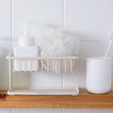 Maxbell Kitchen Sponge Holder Length Drainer with Drain Tray for Countertop  White