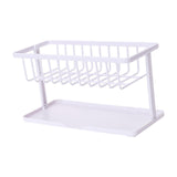 Maxbell Kitchen Sponge Holder Length Drainer with Drain Tray for Countertop  White