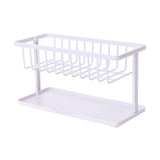 Maxbell Kitchen Sponge Holder Length Drainer with Drain Tray for Countertop  White