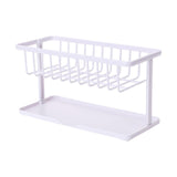 Maxbell Kitchen Sponge Holder Length Drainer with Drain Tray for Countertop  White