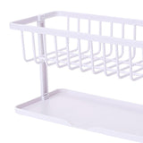 Maxbell Kitchen Sponge Holder Length Drainer with Drain Tray for Countertop  White