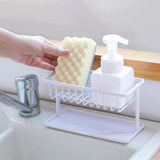 Maxbell Kitchen Sponge Holder Length Drainer with Drain Tray for Countertop  White