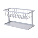 Maxbell Kitchen Sponge Holder Length Drainer with Drain Tray for Countertop  Gray