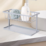 Maxbell Kitchen Sponge Holder Length Drainer with Drain Tray for Countertop  Gray