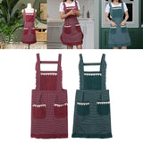 Maxbell Kitchen Apron Gardening Apron with Pockets Barista Apron for Home Red