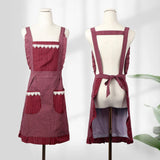 Maxbell Kitchen Apron Gardening Apron with Pockets Barista Apron for Home Red