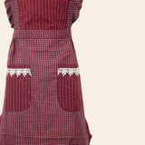 Maxbell Kitchen Apron Gardening Apron with Pockets Barista Apron for Home Red