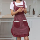Maxbell Kitchen Apron Gardening Apron with Pockets Barista Apron for Home Red