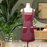 Maxbell Kitchen Apron Gardening Apron with Pockets Barista Apron for Home Red