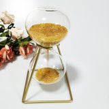 Maxbell Nordic Golden Hourglass Ornament with rack Decorative Glass for Decor