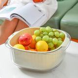 Maxbell Fruit Drain Basket Basin Colander Bowl with Handles for Vegetable Rice Beige