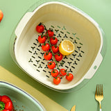 Maxbell Fruit Drain Basket Basin Colander Bowl with Handles for Vegetable Rice Beige