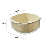 Maxbell Fruit Drain Basket Basin Colander Bowl with Handles for Vegetable Rice Beige