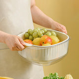 Maxbell Fruit Drain Basket Basin Colander Bowl with Handles for Vegetable Rice Beige