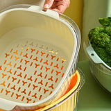 Maxbell Fruit Drain Basket Basin Colander Bowl with Handles for Vegetable Rice Beige