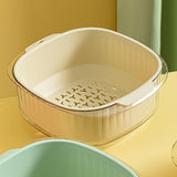 Maxbell Fruit Drain Basket Basin Colander Bowl with Handles for Vegetable Rice Beige