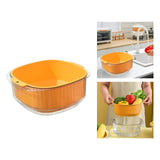Maxbell Fruit Drain Basket Basin Colander Bowl with Handles for Vegetable Rice Yellow