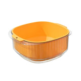 Maxbell Fruit Drain Basket Basin Colander Bowl with Handles for Vegetable Rice Yellow