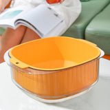 Maxbell Fruit Drain Basket Basin Colander Bowl with Handles for Vegetable Rice Yellow