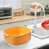 Maxbell Fruit Drain Basket Basin Colander Bowl with Handles for Vegetable Rice Yellow