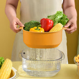 Maxbell Fruit Drain Basket Basin Colander Bowl with Handles for Vegetable Rice Yellow