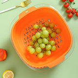 Maxbell Fruit Drain Basket Basin Colander Bowl with Handles for Vegetable Rice Orange