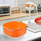 Maxbell Fruit Drain Basket Basin Colander Bowl with Handles for Vegetable Rice Orange