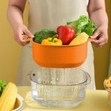 Maxbell Fruit Drain Basket Basin Colander Bowl with Handles for Vegetable Rice Orange