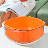 Maxbell Fruit Drain Basket Basin Colander Bowl with Handles for Vegetable Rice Orange