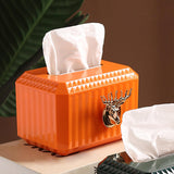 Maxbell Napkin Paper Holder Deer Head Sculpture Tissue Box for Countertop Orange