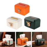 Maxbell Napkin Paper Holder Deer Head Sculpture Tissue Box for Countertop Orange