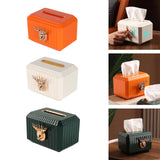 Maxbell Napkin Paper Holder Deer Head Sculpture Tissue Box for Countertop Orange