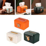 Maxbell Napkin Paper Holder Deer Head Sculpture Tissue Box for Countertop Orange