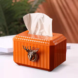 Maxbell Napkin Paper Holder Deer Head Sculpture Tissue Box for Countertop Orange