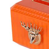 Maxbell Napkin Paper Holder Deer Head Sculpture Tissue Box for Countertop Orange