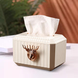 Maxbell Napkin Paper Holder Deer Head Sculpture Tissue Box for Countertop White